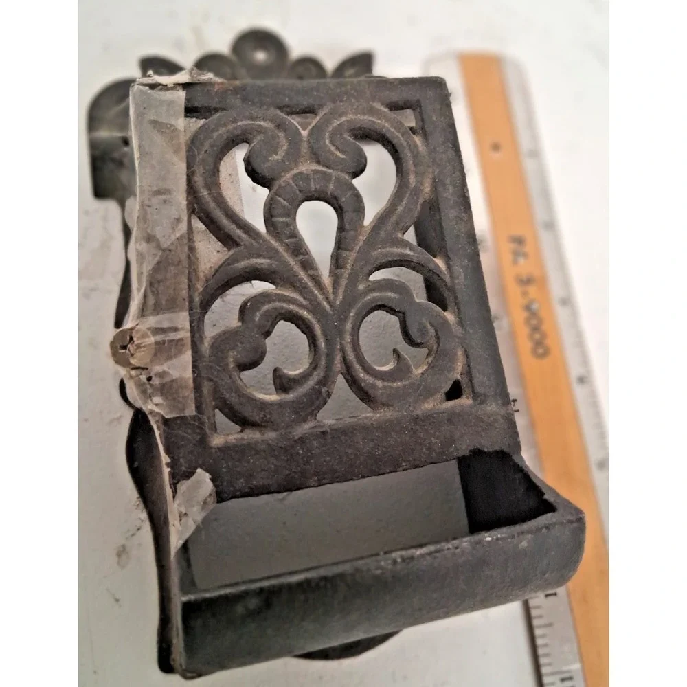 Vintage Cast Iron Match Stick Holder Striker 6 inch Wall Hanging - Picture 3 of 3